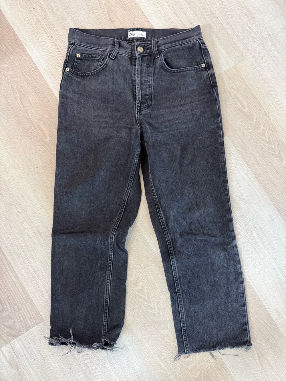 Zara Washed Black Straight Jeans